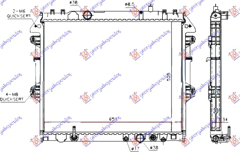Radiator për motor 2.5-3.0 TD (marsh automatik) (525x650)