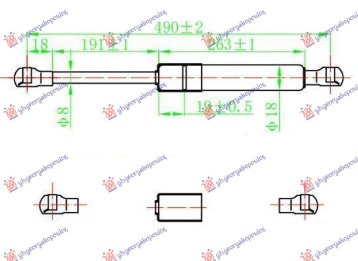 Amortizues (një) për derën e bagazhit karavan (490L-510N)