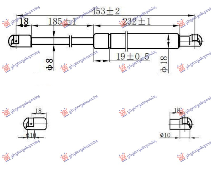 Amortizues (një) për derën e bagazhit karavan (450L-550N)