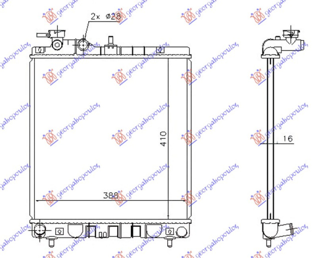 Radiator për motor 1.1 12V (me/pa kondicioner) (41x39.5)