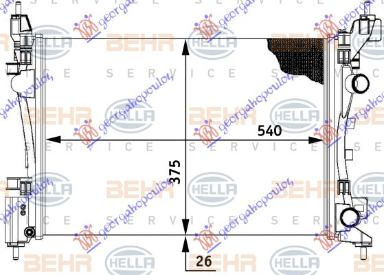Radiator për motor PERTOL (me/pa kondicioner) (54x37,5) (MAHLE BEHR)