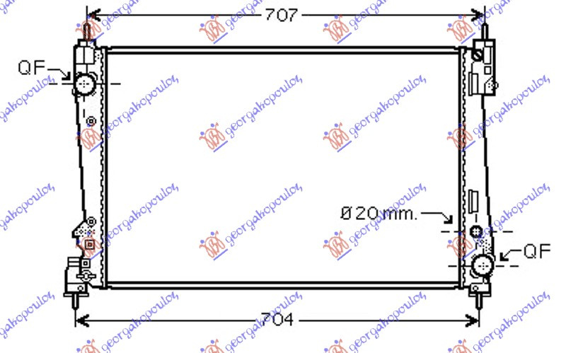 Radiator për motor 1.4-1.6TUR-1.3-1.9D (me/pa kondicioner) (62x39) 88KW (MAHLE BEHR)