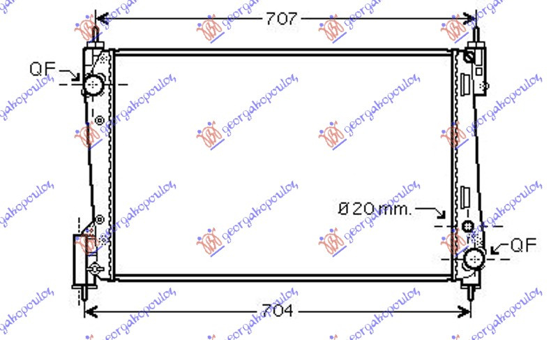 Radiator për motor 1,3 JTD-CDTI (62x39,5) 55KW (MAHLE BEHR)