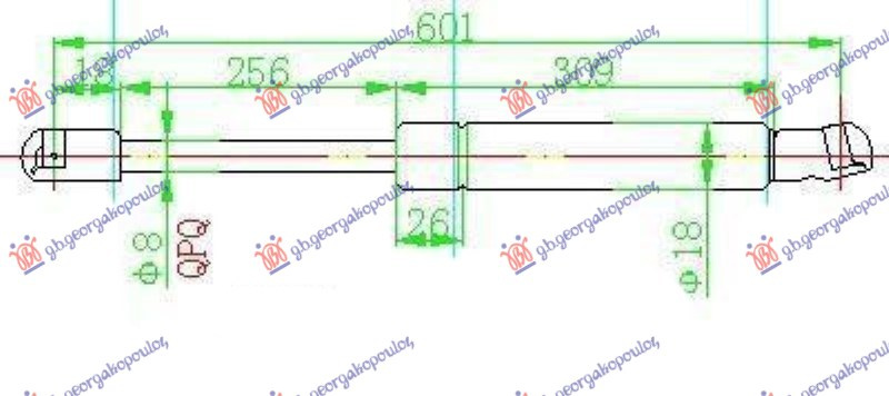 Amortizues (një) për derën e bagazhit 3 dyer (603L-240N)