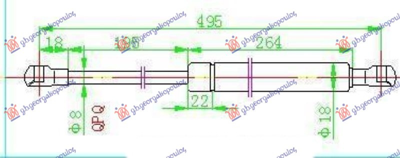 Amortizues (një) për derën e bagazhit (493L-445N)
