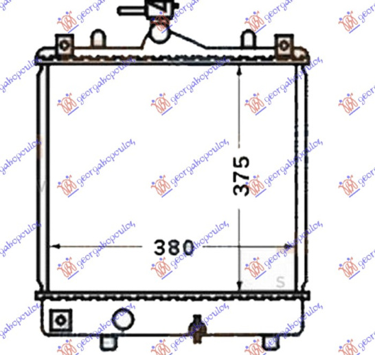Radiator për motor 1.3-1.5 benzinë (marsh manual) (375x380x26) (MAYAR) (i hapur) (fletë metali)