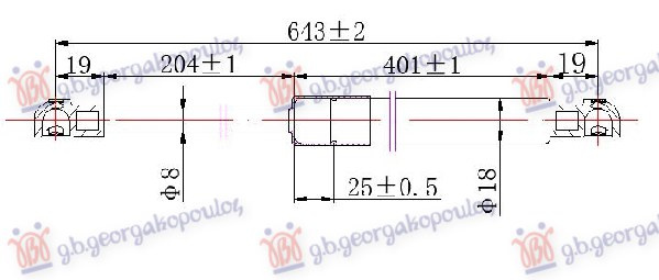 Amortizues (një) për derën e bagazhit (643L-470N)