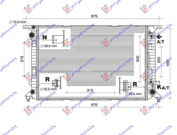 Radiator për motor 3.0 TDI dizel (marsh manual/automatik) (720x470)