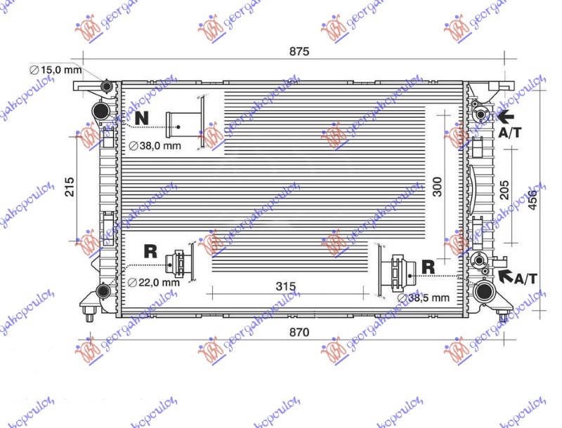 Radiator për motor 3.0 TDI dizel (marsh manual/automatik) (720x470)