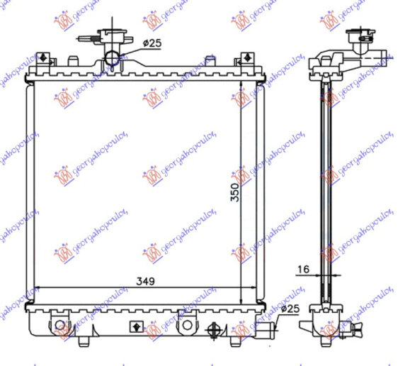 Radiator për motor 1,0-1,2 (35x35) japonez (KOYO)