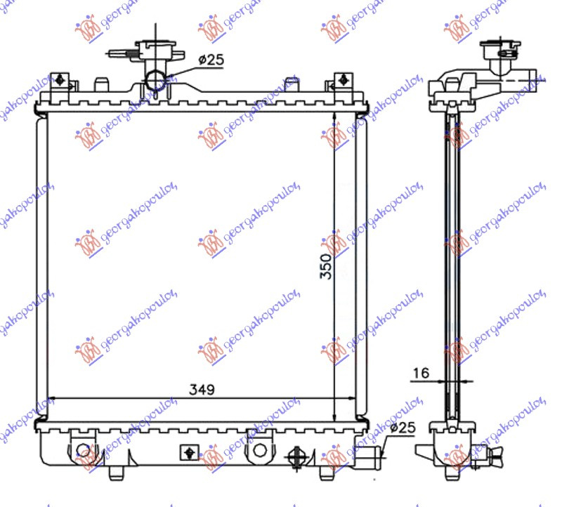 Radiator për motor 1,0-1,2 (35x35) japonez (KOYO)
