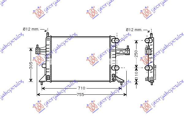 Radiator për motor 1.0-1.2-1.4 (marsh manual) (me/pa kondicioner) (54x38)