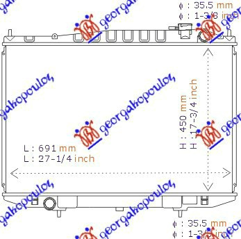 Radiator për motor dizel (me/pa kondicioner) (71x45) (KOYO)