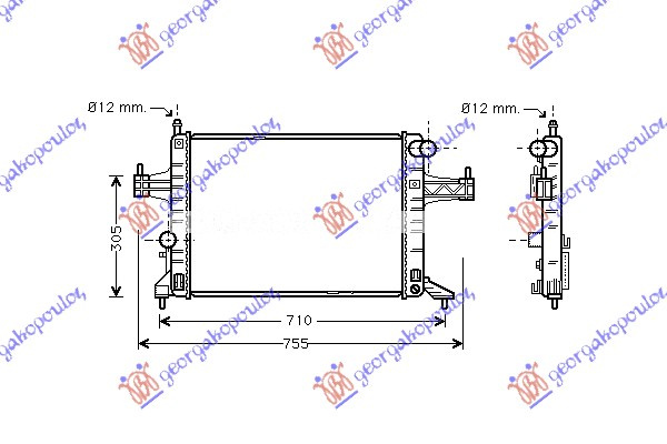 Radiator për motor 1.4-1.8 ΜΑΝ. (me/pa kondicioner) (54x38) (diagonal)
