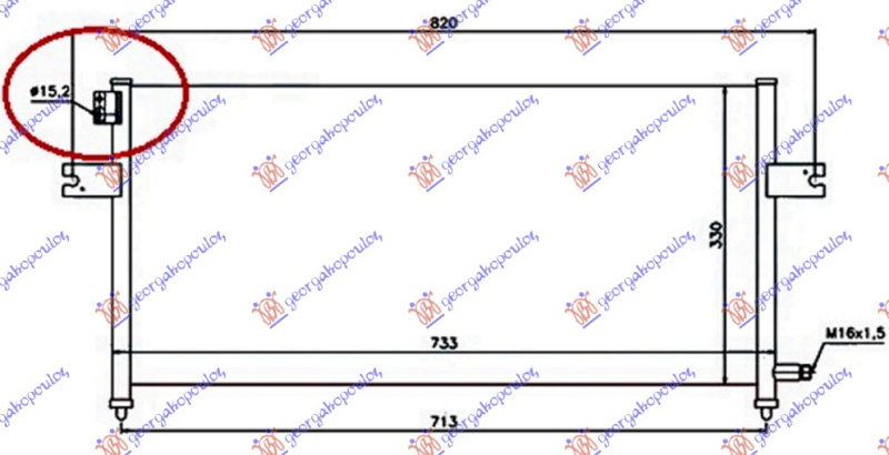 Radiator i kondicionerit 2.4 benzinë -2.5TD tubëi 15.2mm (70x32x16)