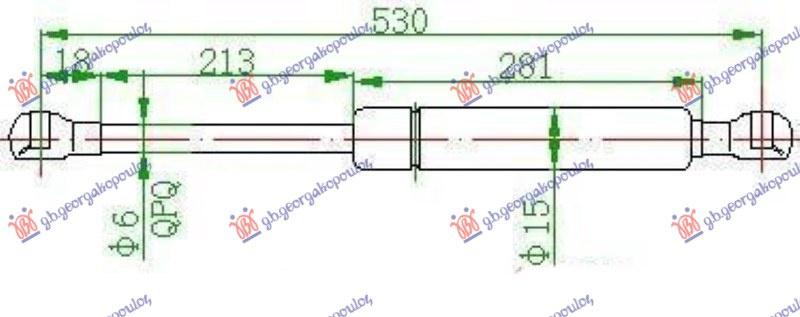 Amortizues (një) për xhamin e pasëm të bagazhit (530L-110N)