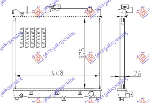 Radiator për motor 1.3 PERTROL (marsh manual) (375x450x26)