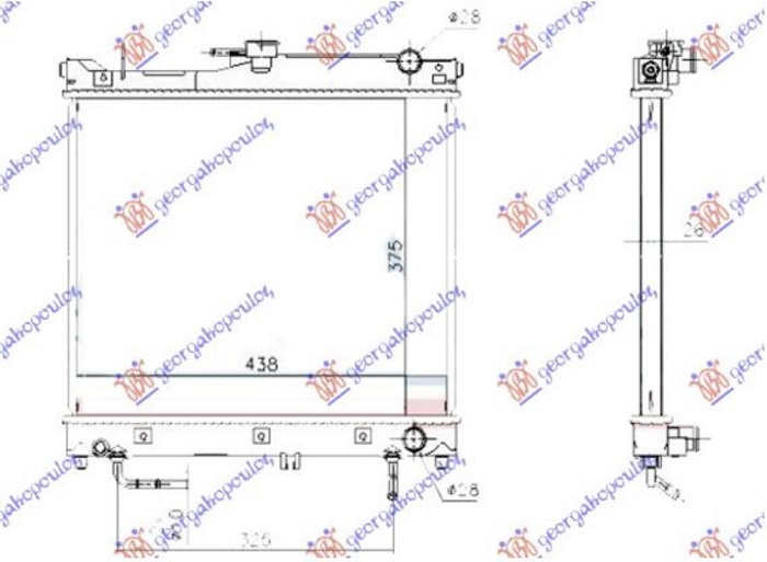 Radiator për motor 1.3 benzinë (marsh automatik) (375x450x26) (KOYO)