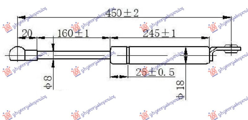 Amortizues (një) për derën e bagazhit (450L-140N)