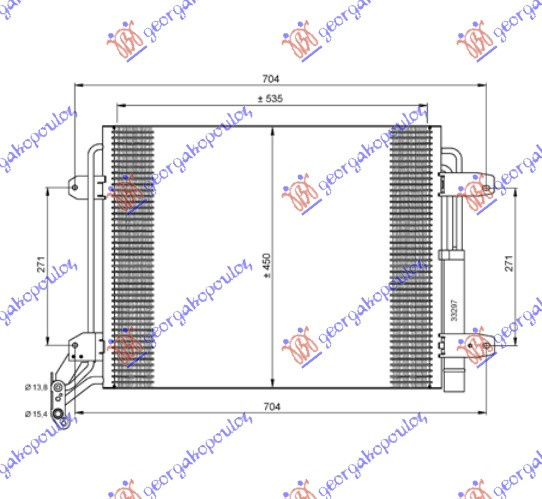 Radiator i kondicionerit 1.4 TSi-2.0 TFSi benzinë -2.0 TDi dizel (540x450x16)