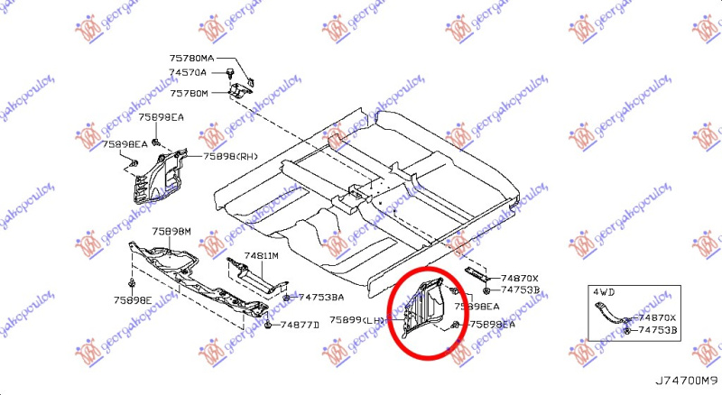 Mbrojtje/kapak nën motor e plastikës / anësore 09-