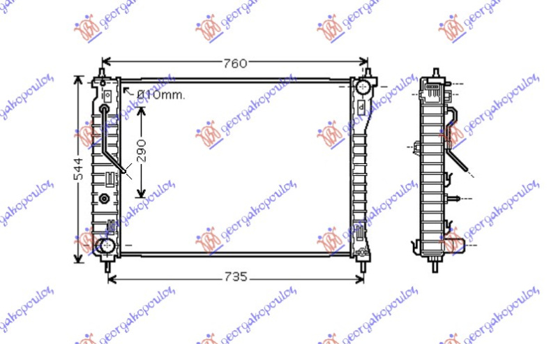 Radiator për motor 2,4i-16V-3.2i-24V (67x51x27x) (marsh manual/automatik)