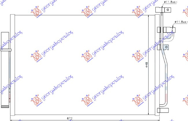 Radiator i kondicionerit 2,4-3,2 benzinë-2,2CDTi (64x45,5)