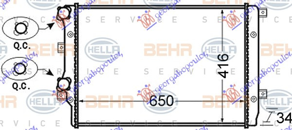 Radiator për motor 1.4 TSi benzinë - 1.9 TDi dizel (650x410) (MAHLE BEHR)