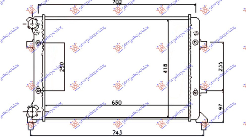 Radiator për motor 1.4-1.6-2.0FSI/SDI (marsh manual/automatik) (me kondicioner) (650x415) (MECANICAL)