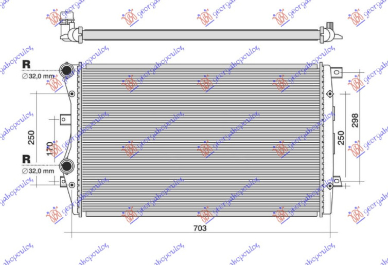 Radiator për motor 1.4 Tsi benzinë -1.9 TDi dizel (650x410) (fletë metali)