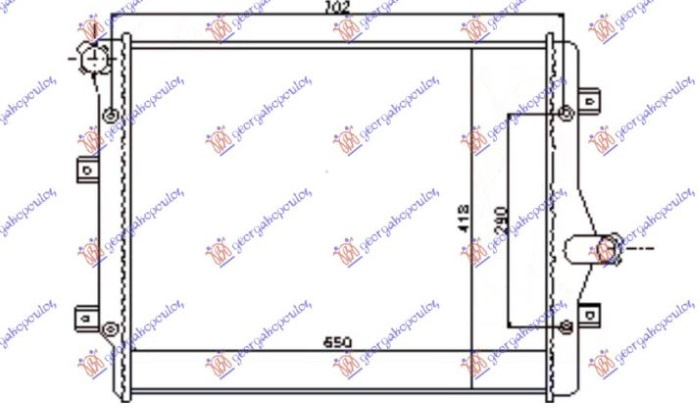 Radiator për motor 2.0 TFSi benzinë - 2.0 TDi dizel (650x450) (fletë metali)
