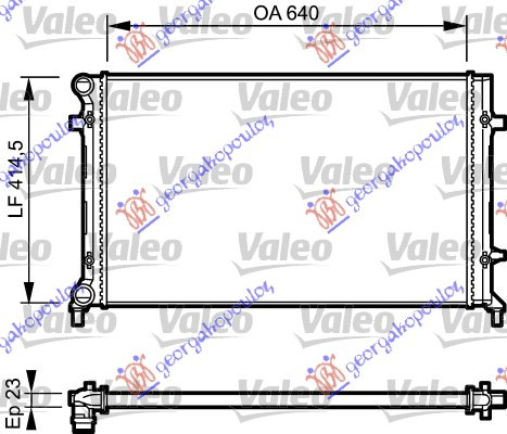 Radiator për motor 1.4-1.6-2.0FSI/SDI (marsh manual/automatik) (me kondicioner) (650x415) (VALEO)