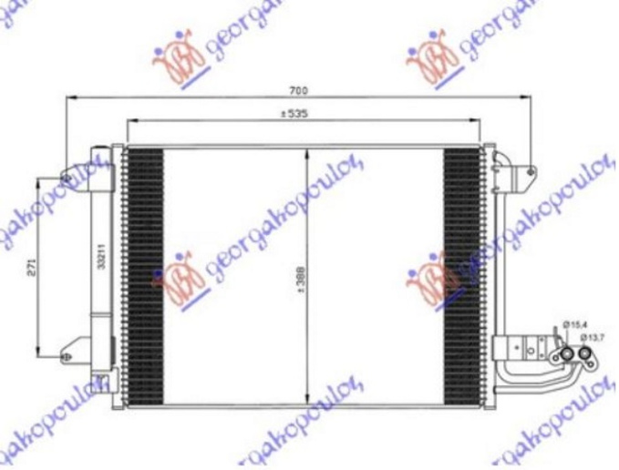 Radiator për kondicioner benzinë - dizel (550x390x16) (VALEO)
