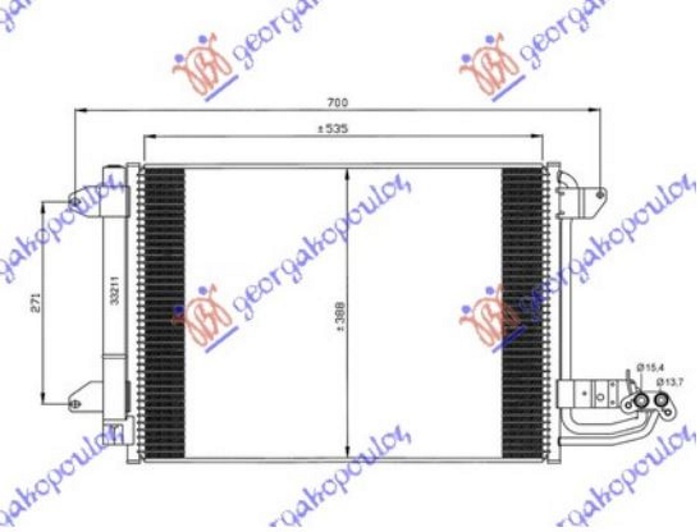 Radiator për kondicioner benzinë - dizel (550x390x16) (VALEO)