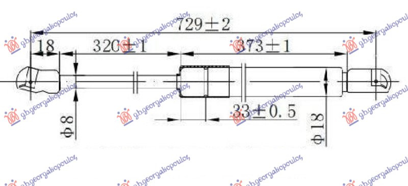 Amortizues (një) për kofano (730L-250N)