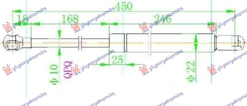 Amortizues (një) për derën e bagazhit (450L-535N)