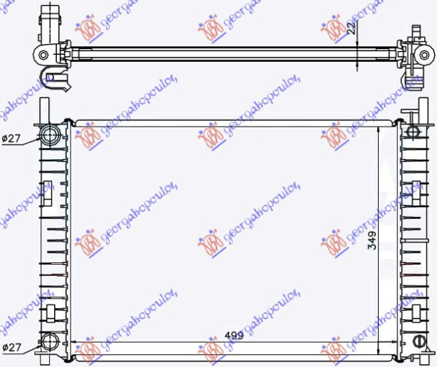 Radiator për motor 1,3 8V (me/pa kondicioner) (50x35,6)