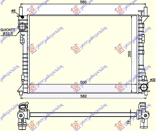 Radiator për motor 2.0ST150PS (me/pa kondicioner) (50x35.8x1.9)