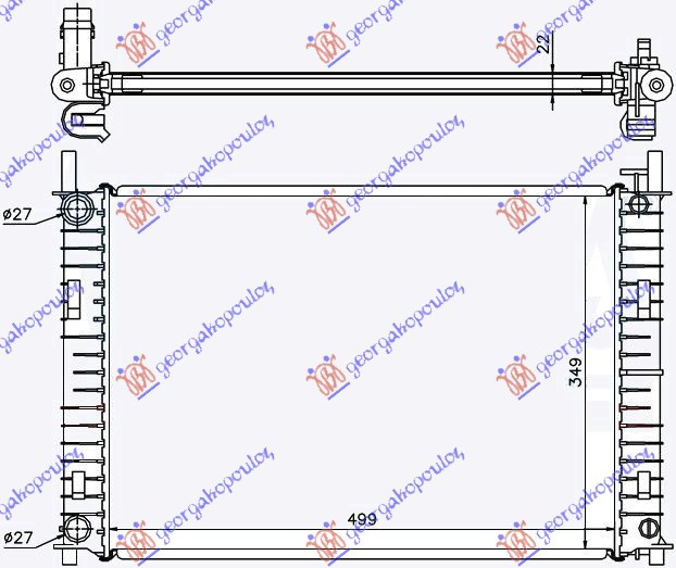 Radiator për motor 1.3 8V (me/pa kondicioner) (50x35.6) (KOYO)