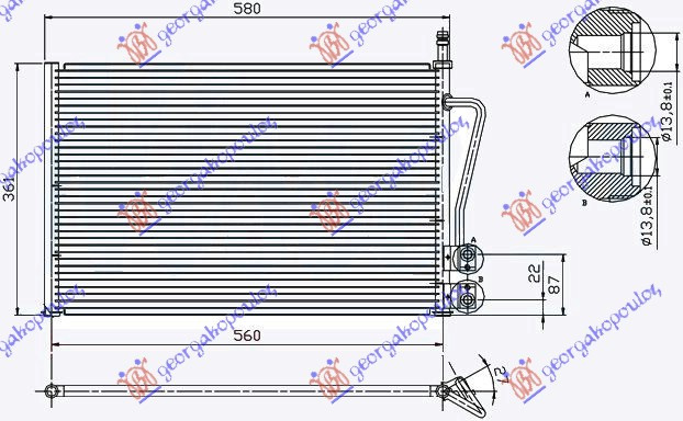 Radiator i kondicionerit benzinë -1.4TDCi dizel (530x335x16)