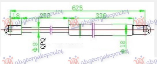 Amortizues (një) për derën e bagazhit 3 dyer (624L-575N)