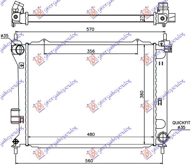 Radiator për motor 1.4-1.6 CRDi (marsh manual) dizel -2010 (480x380x26) (KOYO)