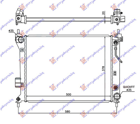 Radiator për motor 1.2-1.4-1.6i (marsh automatik) benzinë (500x380x26)