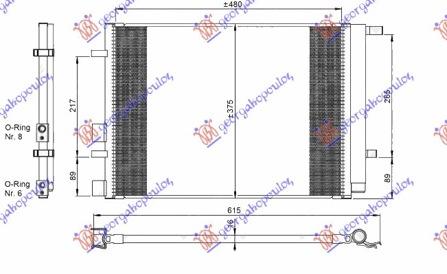 Radiator i kondicionerit 1.2-1.4-1.6 benzinë (490x370x16)