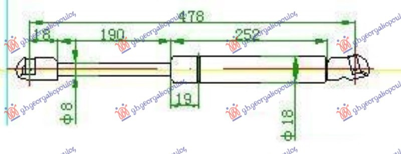 Amortizues (një) për derën e bagazhit (480L-550N)