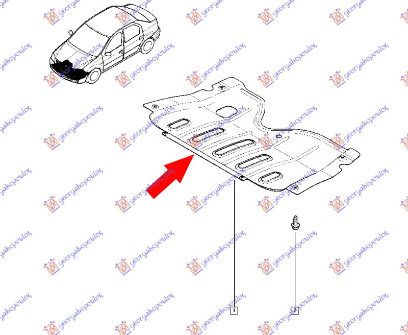 Mbrojtje/kapak nën motor (plastik)