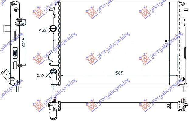 Radiator për motor 1.6-benzinë 1.5 DCI (me kondicioner) (58,5x41,5x34)