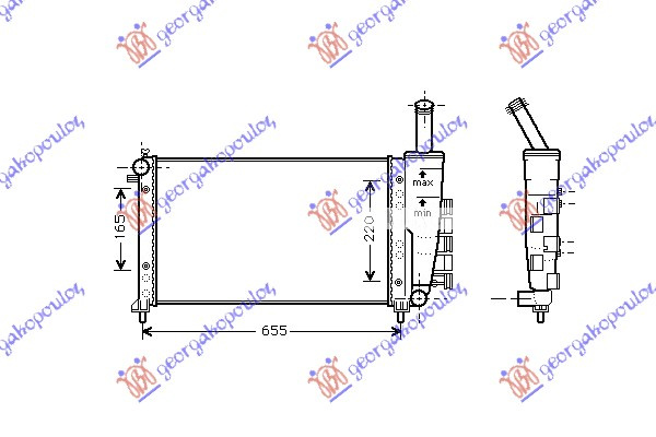 Radiator për motor 1.2CC 01-03 (58x31,6) (marsh manual/automatik) (me/pa kondicioner) TYP.VAL