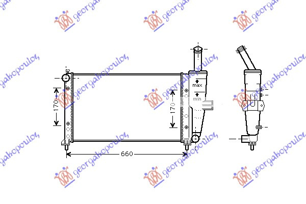 Radiator për motor 1.2 8V-16V-02 (58x31,6) (me/pa kondicioner) tipi.MAR