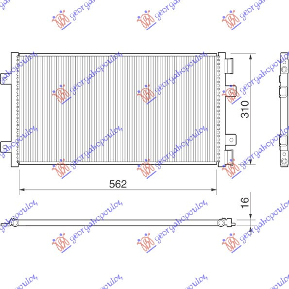 Radiator i kondicionerit 1,2i8V-16V (56x31) T.MAR.01-02